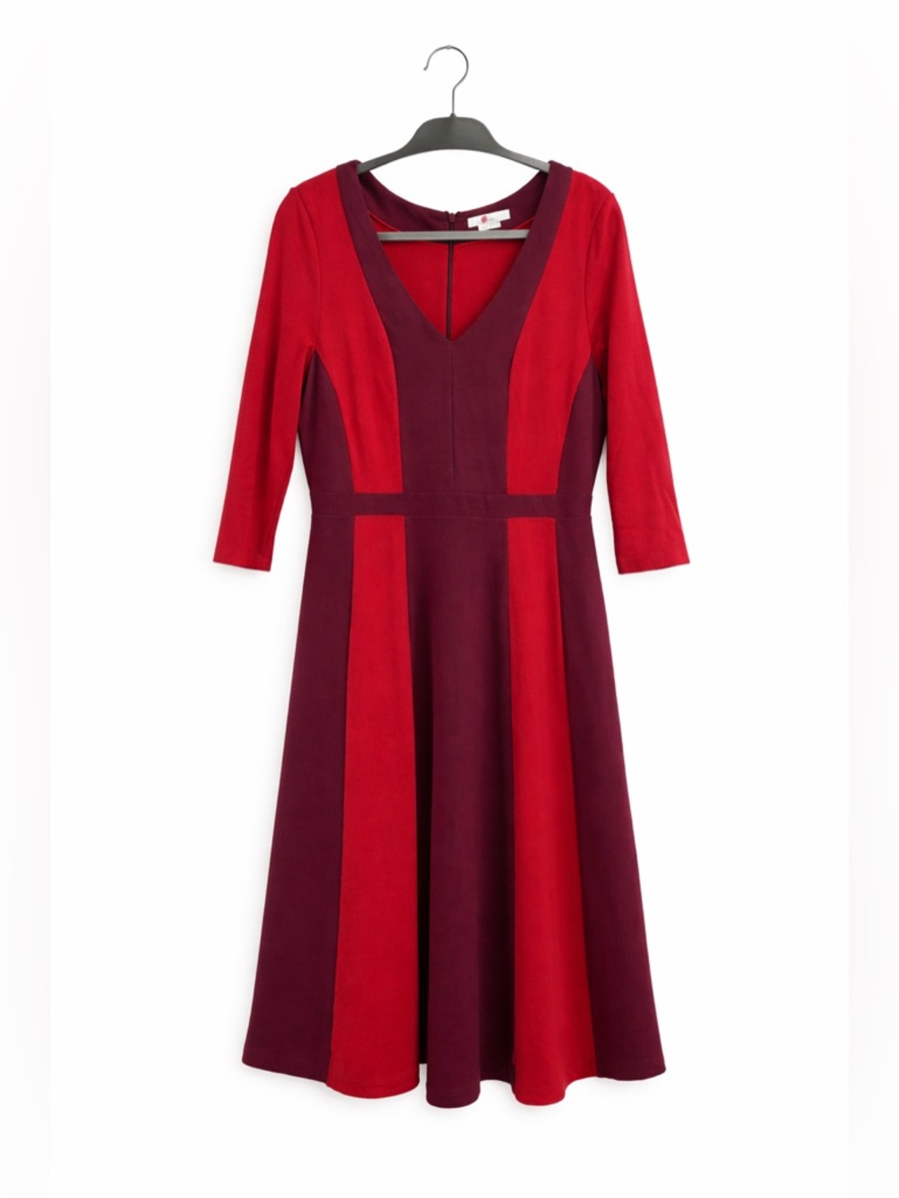 Boden Erin Ponte Midi Dress Red and Burgandy | Size 14